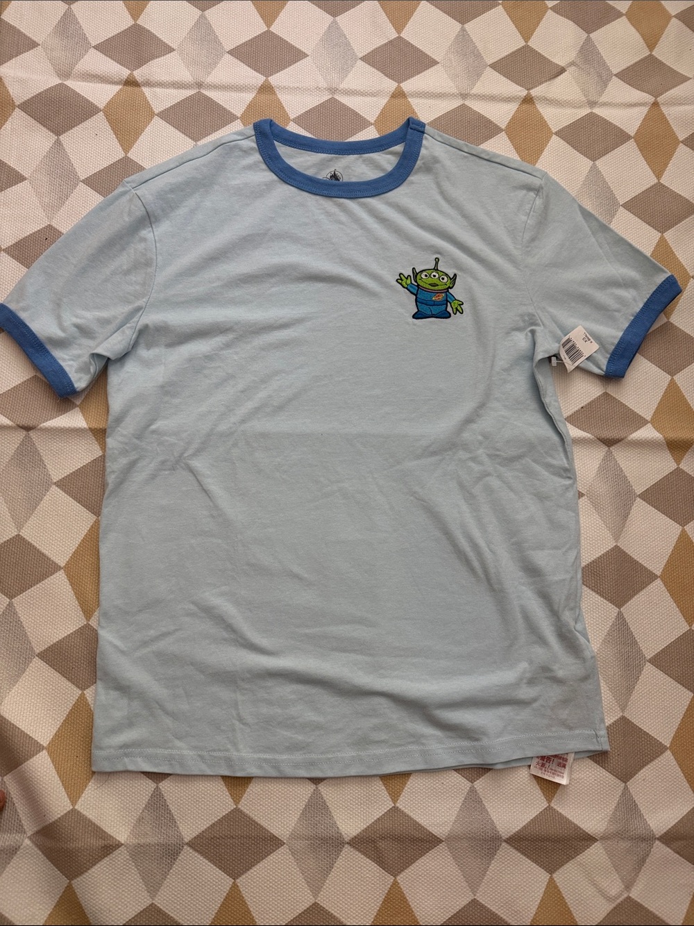 Disney Light Blue Ringer Tee with Blue Trim and Alien Patch